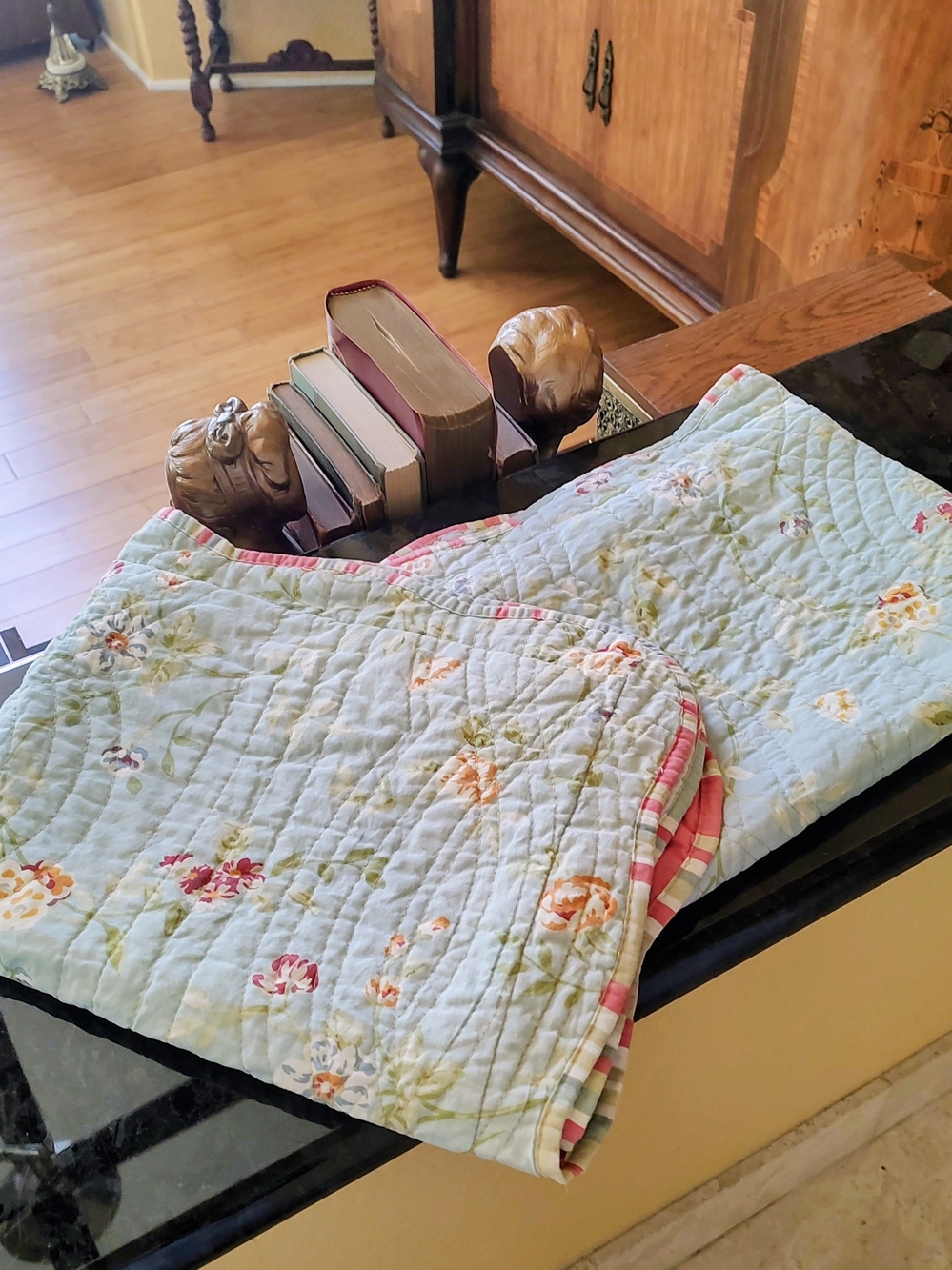 Waverly Pastel Floral Quilted Scalloped Queen Shams with Pink Trim - Picture 2 of 12
